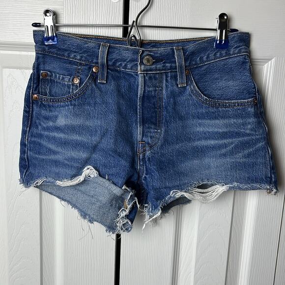 Levi’s 501 Shorts Blue 25 - Picture 1 of 8